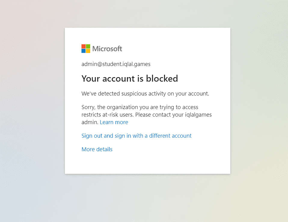 Account locked temporarily