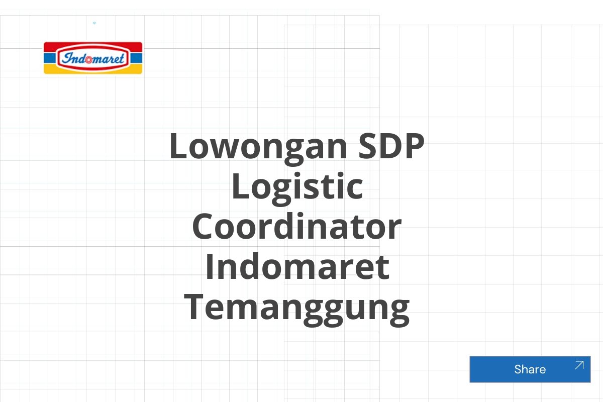 Lowongan SDP Logistic Coordinator Indomaret Temanggung